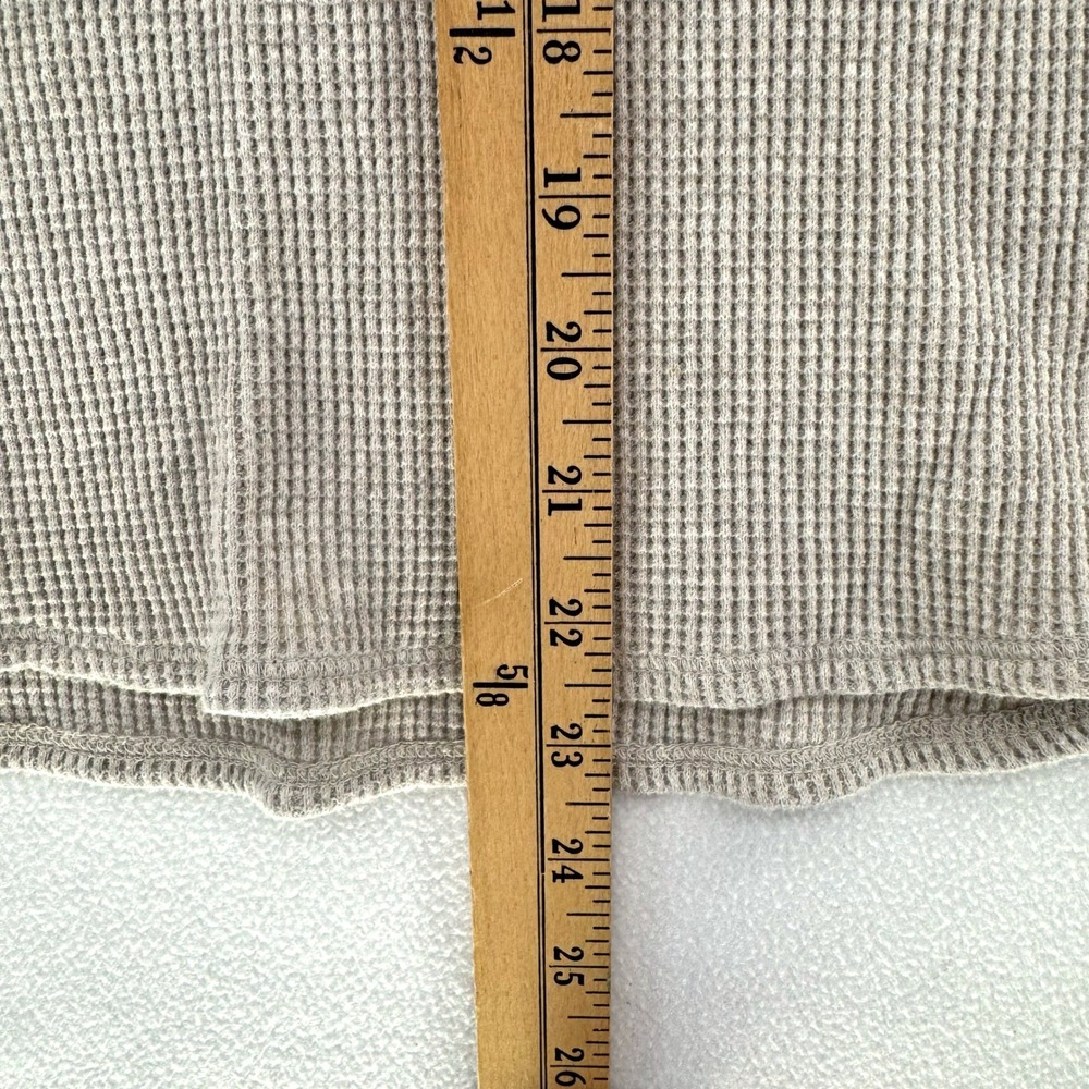 Uniqlo Waffle Knit Top Women Small Beige Long‎ Sleeve Thermal Crew Neck - Picture 7 of 8